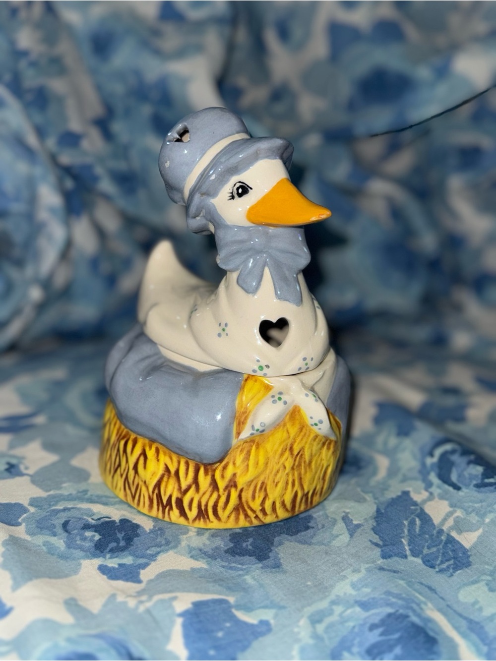 Vintage 1980’s mother goose on a nest tea light decor